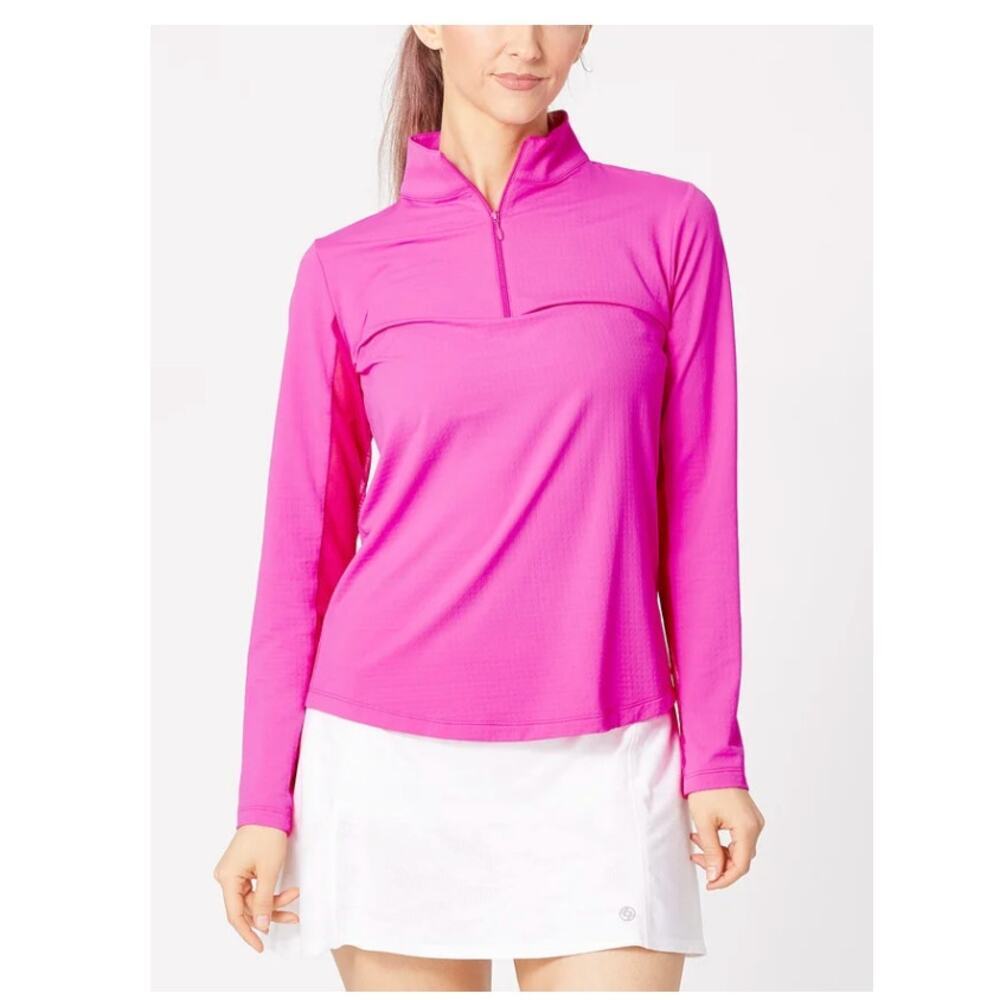 IBKUL Pink Quarter Zip Long Sleeve Performance Top Size Small
